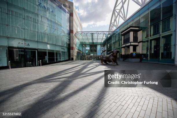 Deserted Bull Ring shopping centre in Birmingham during the nationwide lockdown on March 29, 2020 in Birmingham, United Kingdom. Even on a normal...