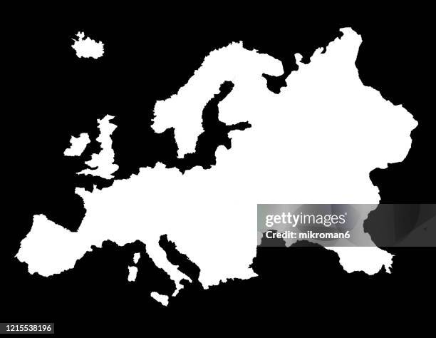 outline of the continent of europe - rusland kaart stockfoto's en -beelden