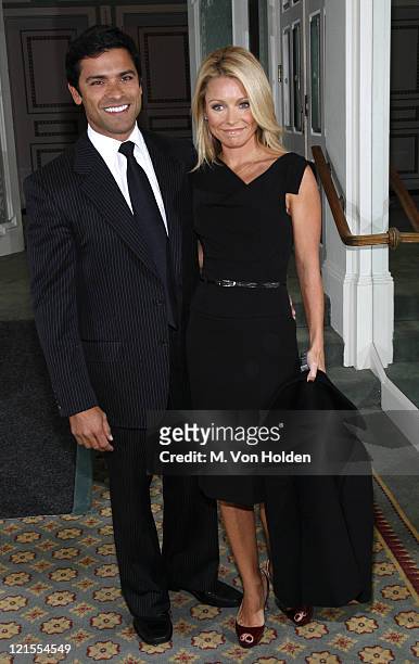 Mark Consuelos and Kelly Ripa during 18th Annual Women of the Year Luncheon at The Pierre in New York City, New York, United States.