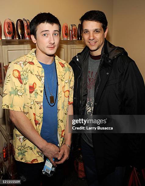 Actors Alex Frost and Ralph Macchio visit the Hollywood Life House Suite on January 19, 2009 in Park City, Utah.