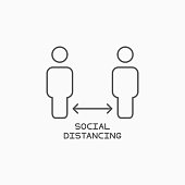 social distancing icon, safe distancing vector