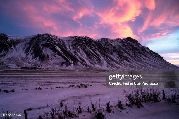 sunrise light at akranes, iceland - akranes bildbanksfoton och bilder