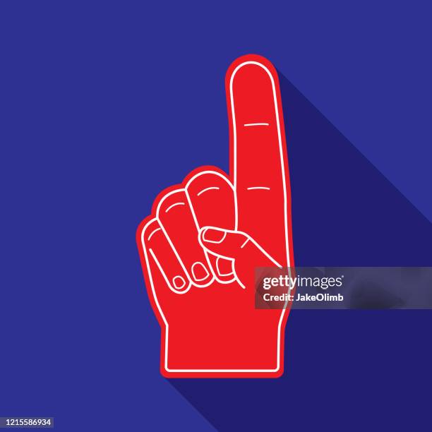 ilustraciones, imágenes clip art, dibujos animados e iconos de stock de foam finger icon flat - mano de espuma