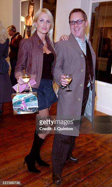 Nancy Sorrell and Vic Reeves during Bob Carlos Clarke Private View at Eyestorm in London, Great Britain.