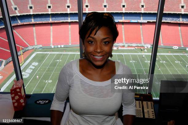 Former Olympian Dominique Dawes attends the New York Jets vs New England Patriots game at The Meadownlands on September 17, 2006 in East Rutherford,...