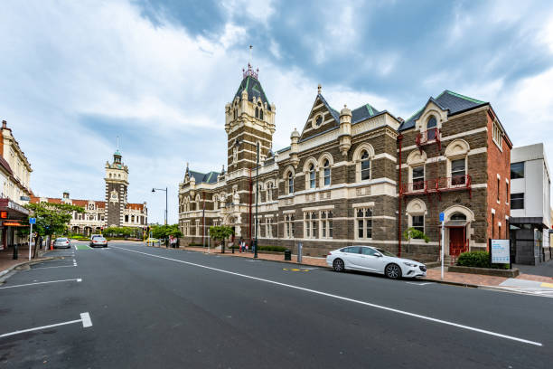 historical railway station of dunedin, new zealand - dunedin railway station stock pictures, royalty-free photos & images
