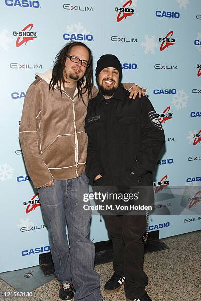 Jonathan Davis and Fieldy of Korn during Stuff Magazine Toys for Bigger Boys - Casio Gifting Area at Hammerstein Ballroom in New York City, New York,...