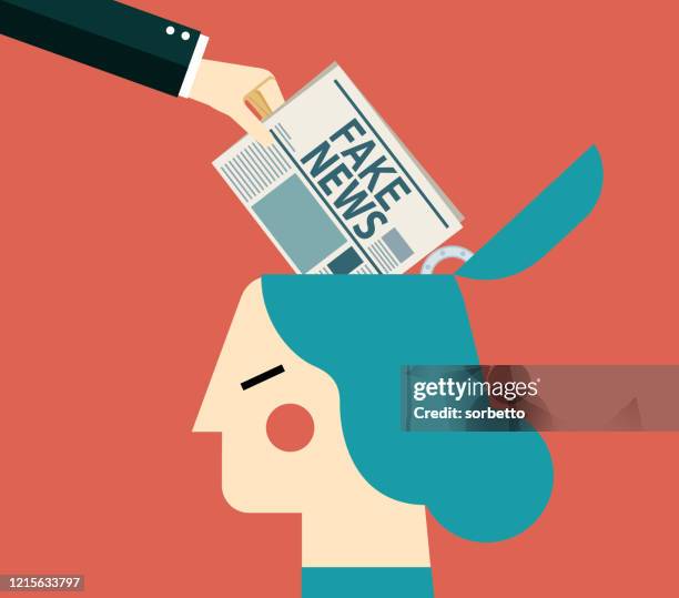 fake news and hoax - businesswoman - fake news stock illustrations