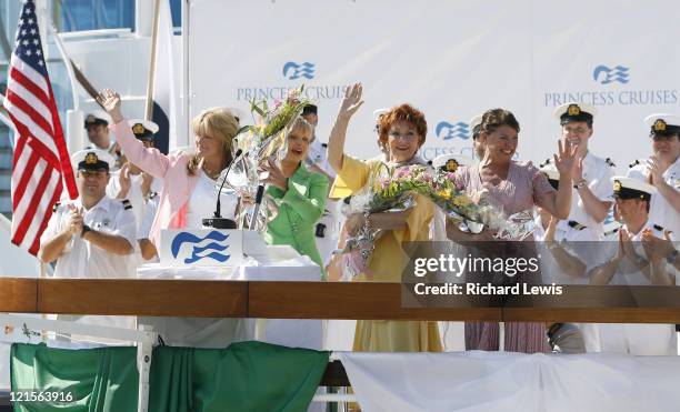 Susan Olsen, Florence Henderson, Marion Ross and Erin Moran, as they christen the new 113,000 ton Emerald Princess during a historic Mother's Day...