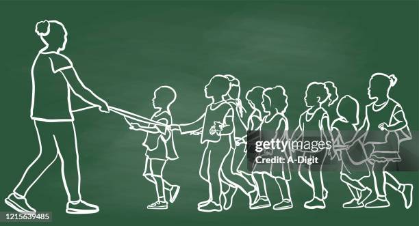 classroom field trip chalkboard - daycare teacher stock illustrations