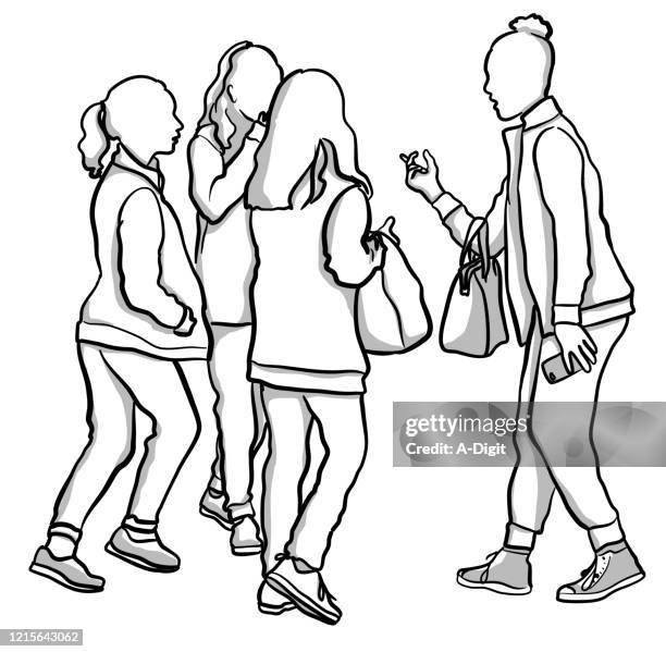 teenage girls singing dancing - high school dance stock illustrations