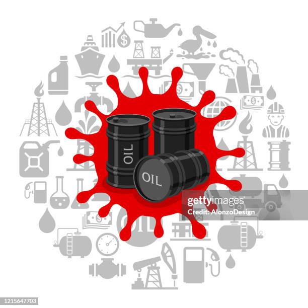 coronavirus and oil industry - defeat covid stock illustrations