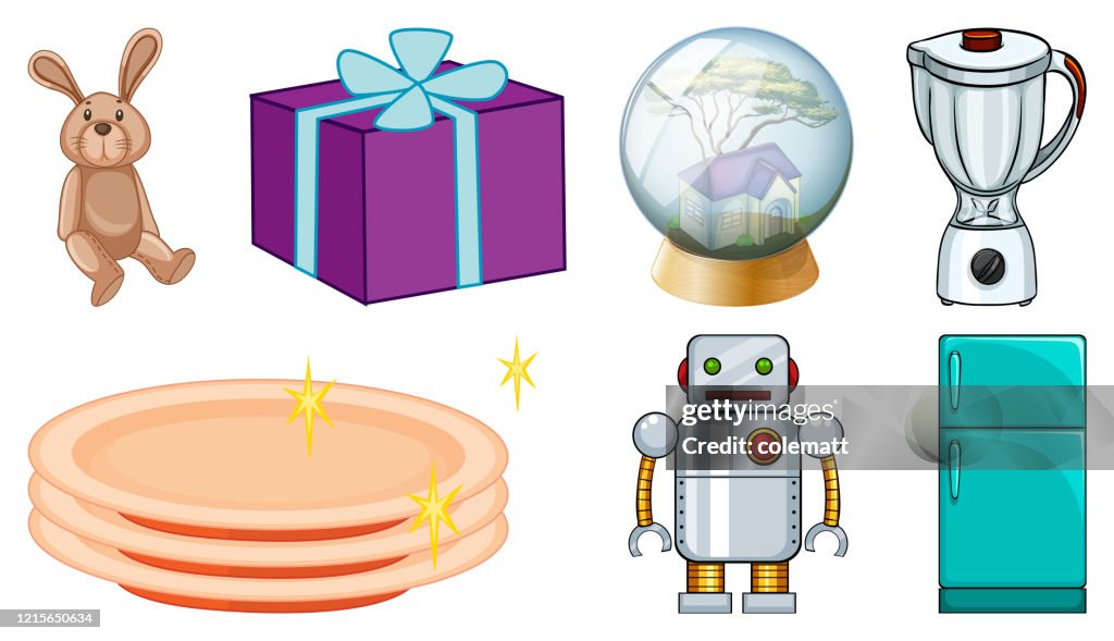 Different Objects In Big Set On White Background High-Res Vector ...