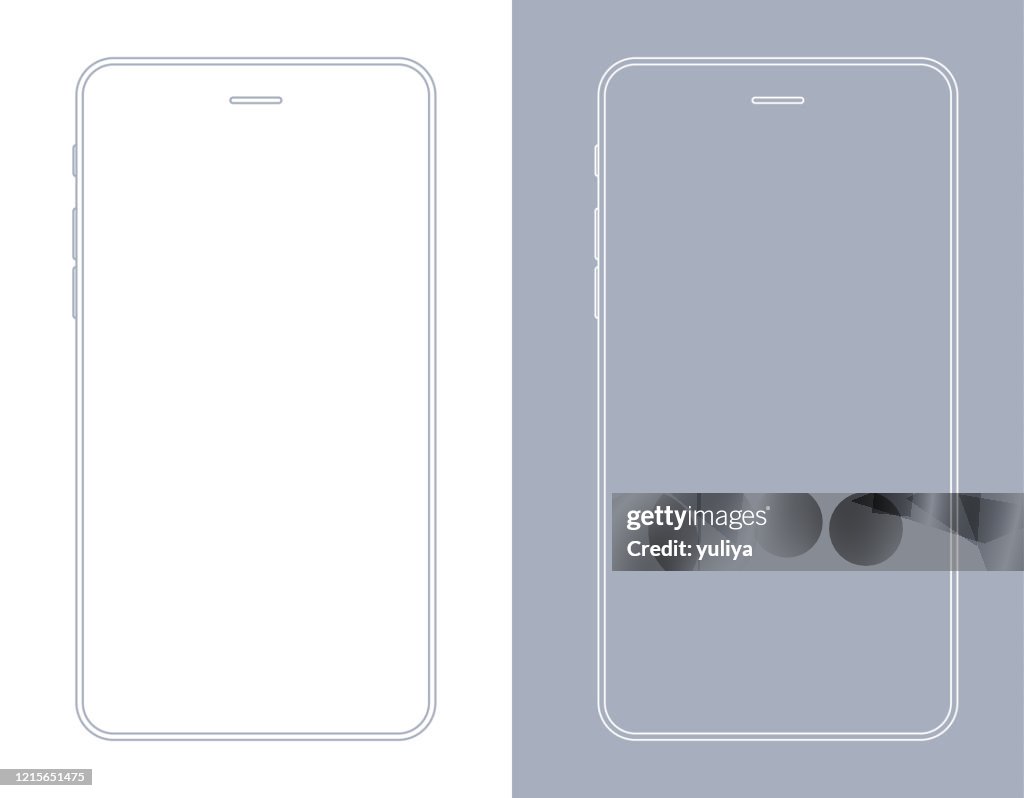 Smartphone, mobiele telefoon in grijs-wit kleurendraad