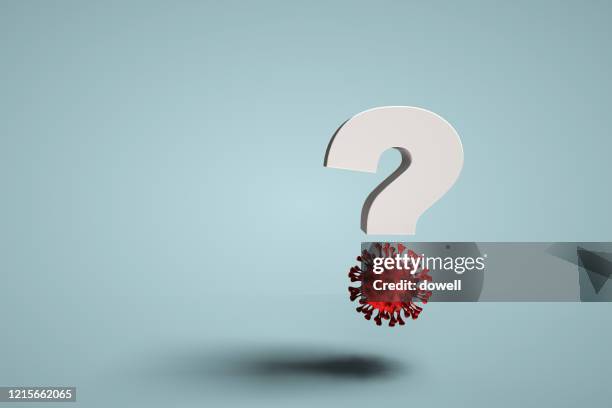 coronavirus and question mark,3d render - covid support stock pictures, royalty-free photos & images