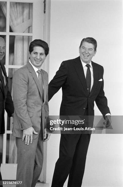 Le Président américain Ronald Reagan et le Président de la République Libannaise Amine Gemayel lors de sa venu à la Maison Blanche