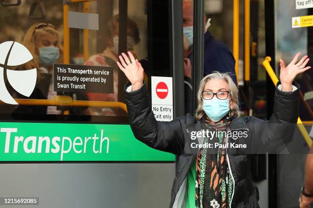 Australian cruise ship passengers arrive at the Duxton Hotel after their Qatar Airways flight to Perth International airport on March 30, 2020 in...