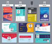 Personal card id. Male or female passport or badges personal office manager business tags vector design template