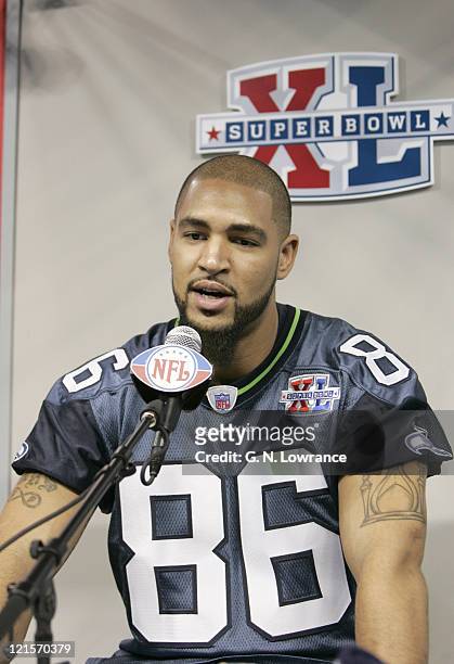 Jerramy Stevens during Seattle Seahawks media day for Super Bowl XL at Ford Field in Detroit, Michigan on January 31, 2006.