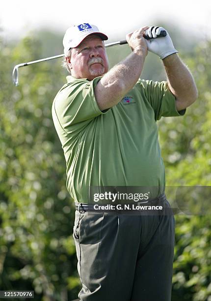 Craig Stadler watches a tee shot during the second round of the U.S. Senior Open at Prairie Dunes Country Club in Hutchinson, Kansas on July 7, 2006.