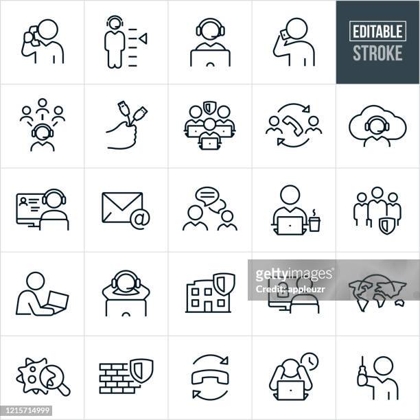 help desk thin line icons - editable stroke - customer support icon stock illustrations