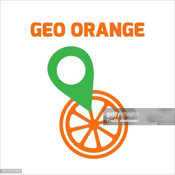 geographic tag for orange. - beverage manufacturing stock illustrations