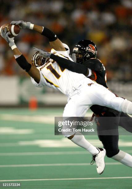 Terry Richardson of Arizona State catches a pass against Oregon State at Reiser Stadium in Corvallis, Oregon. Oregon State defeated Arizona State...