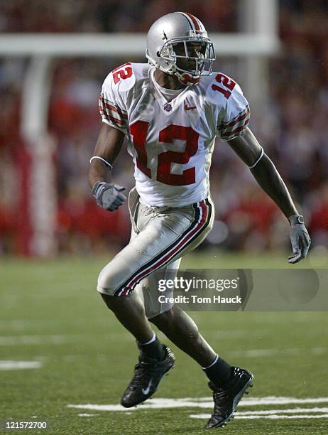 Michael Jenkins of the Ohio State Buckeyes during a game against Wisconsin.The Wisconsin Badgers defeated the Ohio State Buckeyes 17-10 at Camp...