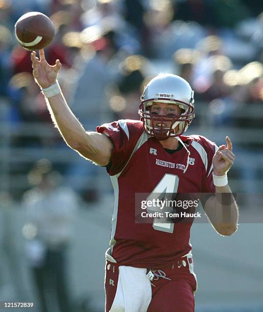 Matt Kegel of Washington State throws the ball against Oregon State during their football game at Martin Stadium in Pullman, WA. Washington State...