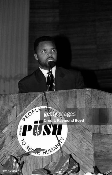 Jesse Jackson, Jr. Speaks at Rainbow PUSH in Chicago, Illinois in December 1995.