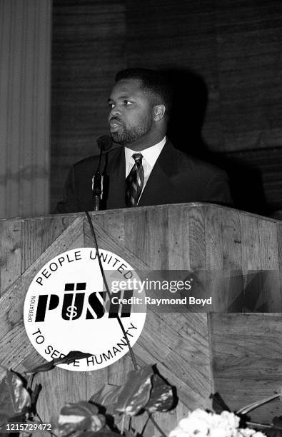 Jesse Jackson, Jr. Speaks at Rainbow PUSH in Chicago, Illinois in December 1995.