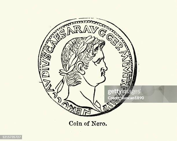 coin showing the roman emperor nero - nero stock illustrations