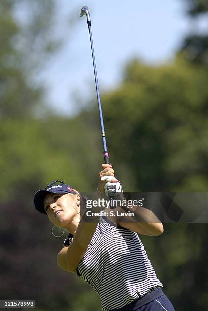 Natalie Gulbis follows her shot during the final round of the Canadian Women's Open at the London Hunt and Country Club in London, Ontario on August...