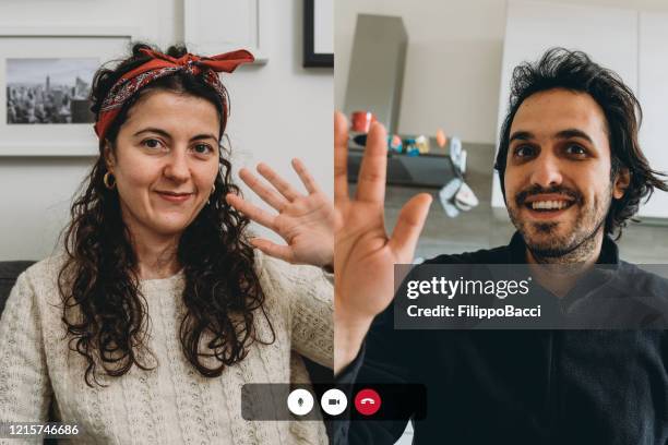 screenshot of a videoconference with young couple connecting together - introducing girlfriend stock pictures, royalty-free photos & images