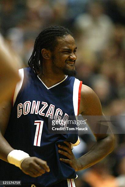 Ronny Turiaf of the Gonzaga Bulldogs. The Gonzaga Bulldogs defeat the University of Portland Pilots 80-65 at The Chiles Center in Portland, Oregon.