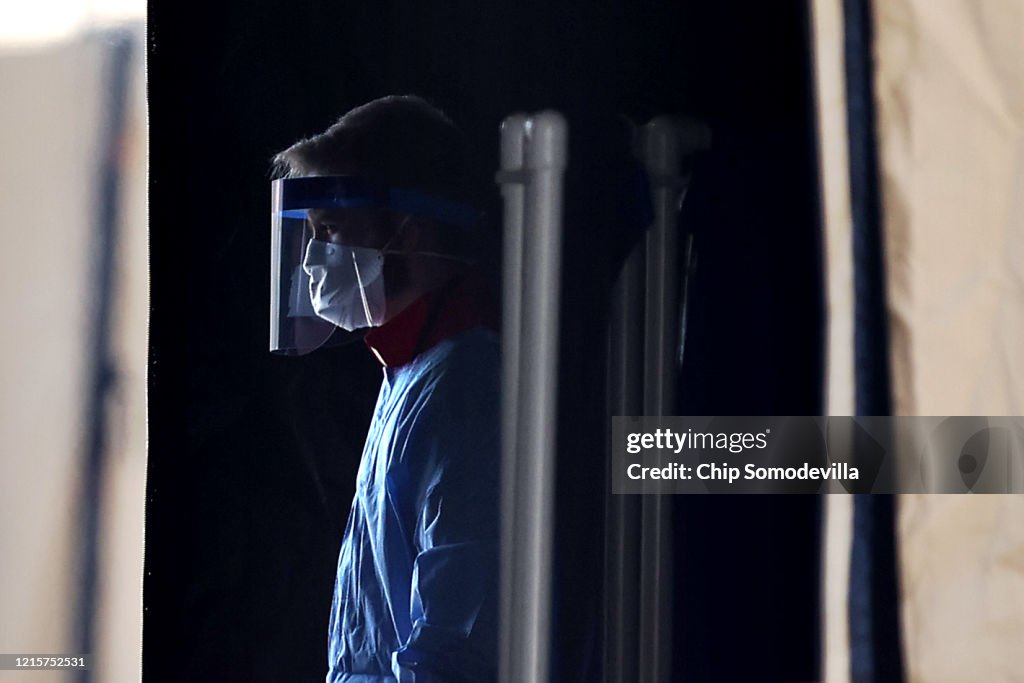 Coronavirus Testing Site Set Up At FedEx Field In Landover, Maryland