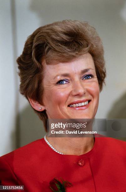 Glenys Kinnock, wife of Neil Kinnock, leader of the Labour Party, at the Welsh Labour Party Conference in Llandudno on May 15, 1987 during the 1987...