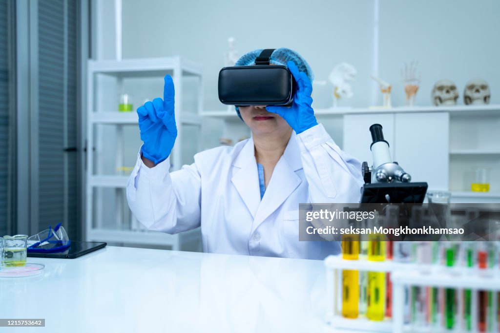 Medicine doctor working with Vr headset