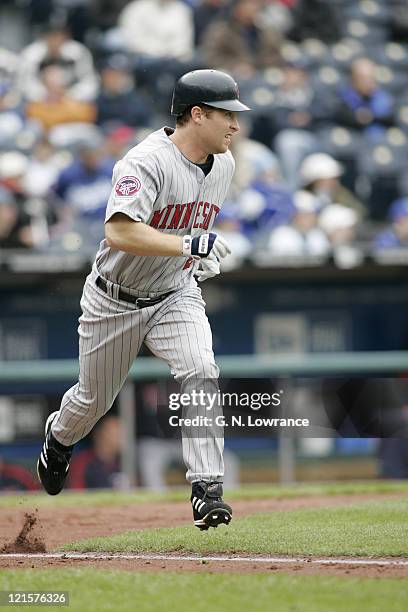 Lew Ford of the Minnesota Twins in action against the Kansas City Royals on April 28, 2005 at Kauffman Stadium in Kansas City, Mo. Minnesota won 6-5...