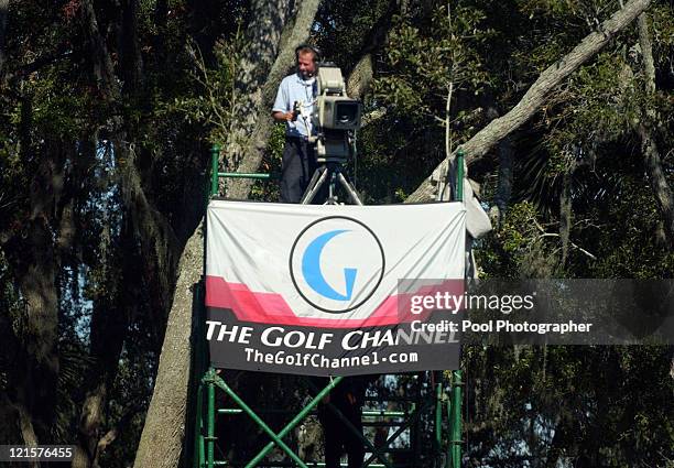 Golf Channel TV workers preparing cameras during the practice round for the 2004 UBS World Cup at the Cassique Course on Kiawah Island, South...