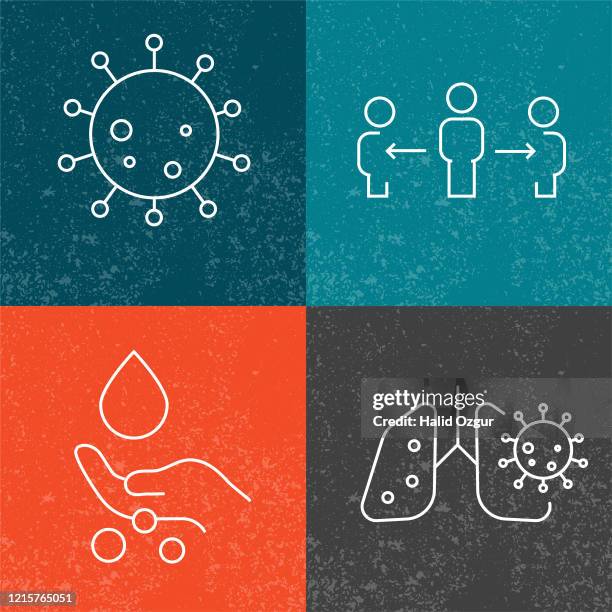 covid-19 coronavirus 2019 thin line vector icons stock illustration - data isolation icon stock illustrations