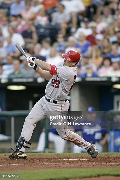 Dallas McPherson of the Los Angeles Angels of Anaheim in action during a game against the Kansas City Royals at Kauffman Stadium in Kansas City, Mo....