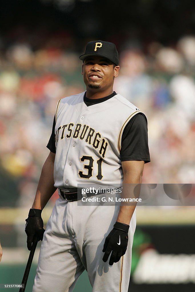 Dearyle Daryle Ward of the Pittsburgh Pirates warms up prior to a game... News ...