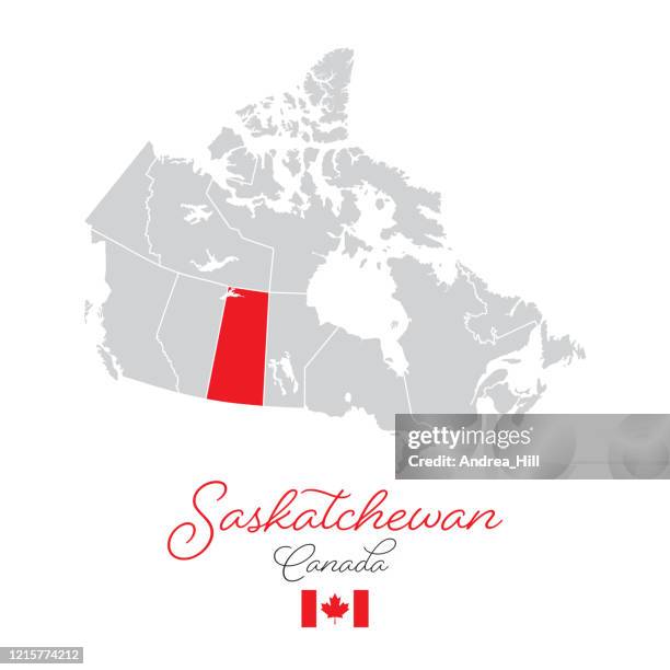 saskatchewan in canada vector map illustration - saskatchewan stock illustrations