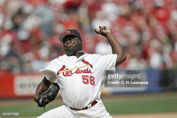 Ray King of the St. Louis Cardinals in action during a game against the Pittsburgh Pirates at Busch Stadium in St. Louis, Mo. On June 26, 2005....