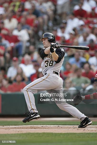 Jason Bay of the Pittsburgh Pirates in action during a game against the St. Louis Cardinals at Busch Stadium in St. Louis, Mo. On June 25, 2005. St....