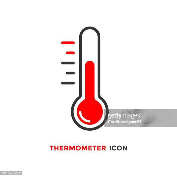 ilustraciones, imágenes clip art, dibujos animados e iconos de stock de diseño vectorial de icono de termómetro sobre fondo blanco. - calor