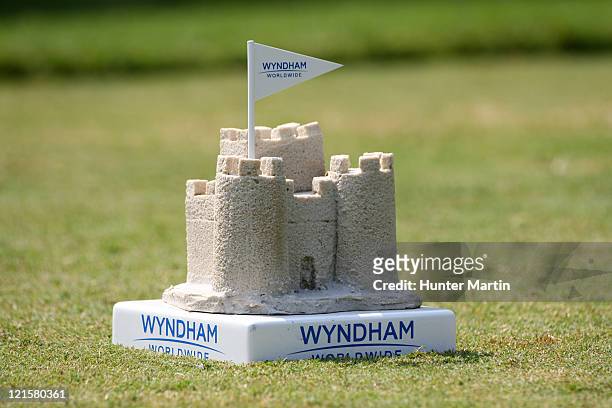 Tee marker sits on the sixth hole during the third round of the Wyndham Championship at Sedgefield Country Club on August 20, 2011 in Greensboro,...