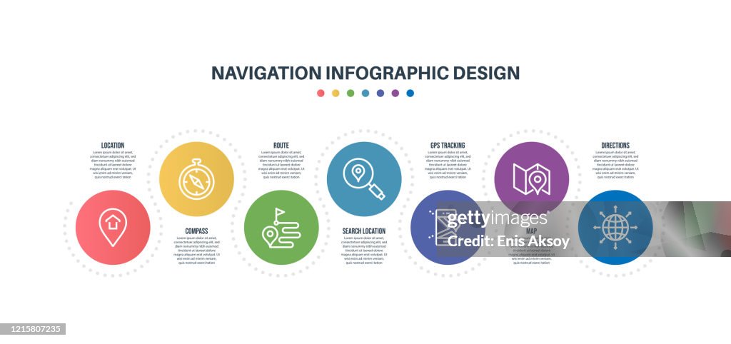 ナビゲーション キーワードとアイコンを含むインフォグラフィック デザイン テンプレート
