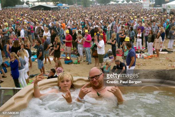 Music fans at Strandfestival Zand on August 20, 2011 in Almere, Netherlands.